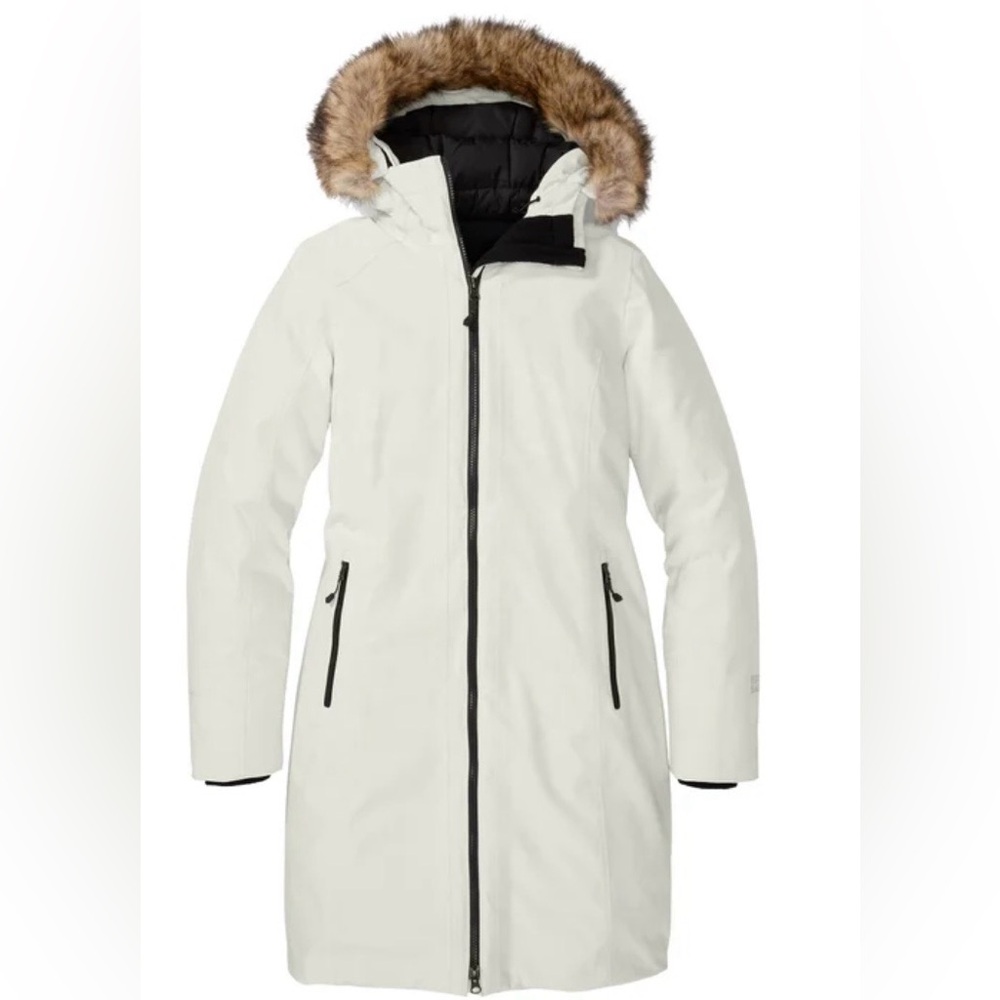 NWT Eddie Bauer Women's Down Parka Coat with Drawstring Faux Fur Hood - Picture 3 of 11